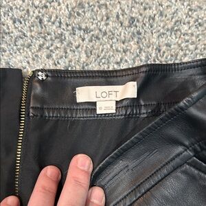 LOFT Black Faux Leather Skirt with Zipper